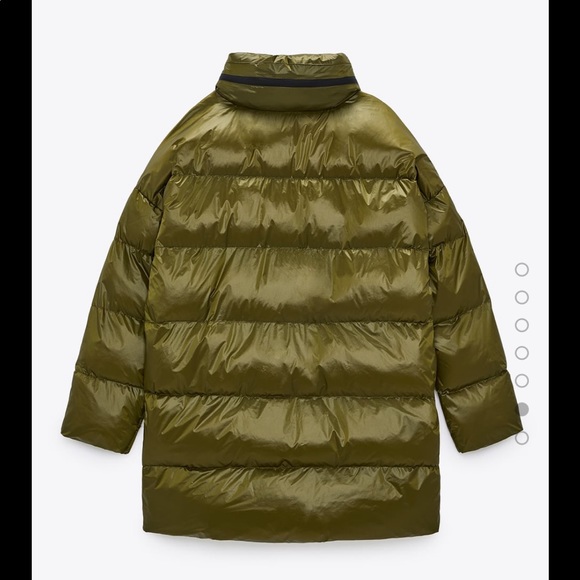 ❌SOLD❌ ZARA PATCH POCKET PUFFER COAT GREEN LARGE JACKET - Picture 7 of 7